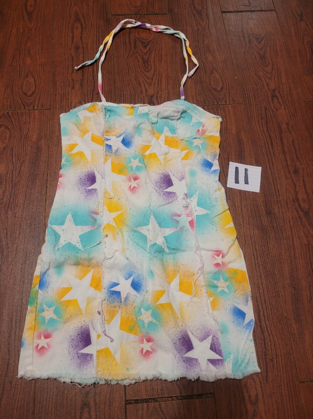 SHEIN White Tie-Dye Bralette with Pastel Purple and Blue Accents